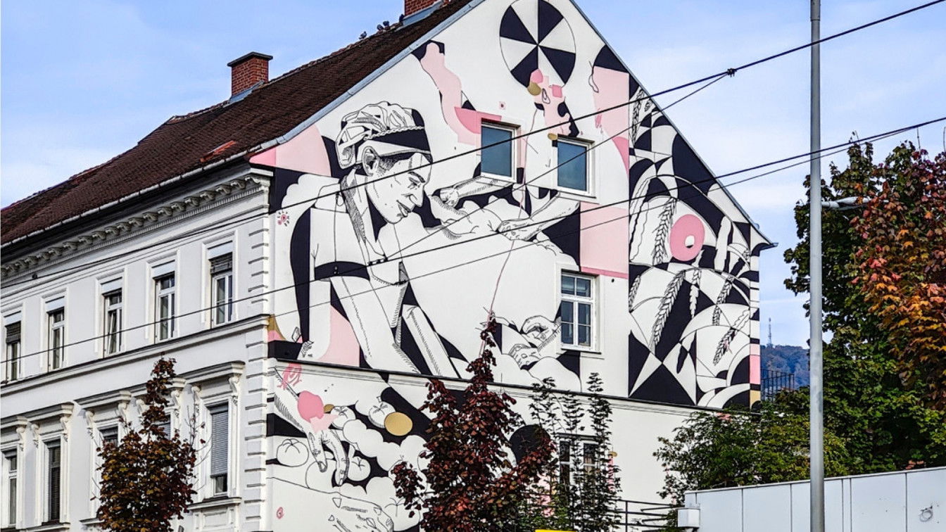 Artist: David Leitner; Foto: (c) viennamurals.at Street Art in Graz