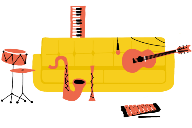 Instrumente Musik Couch Sofa Konzert