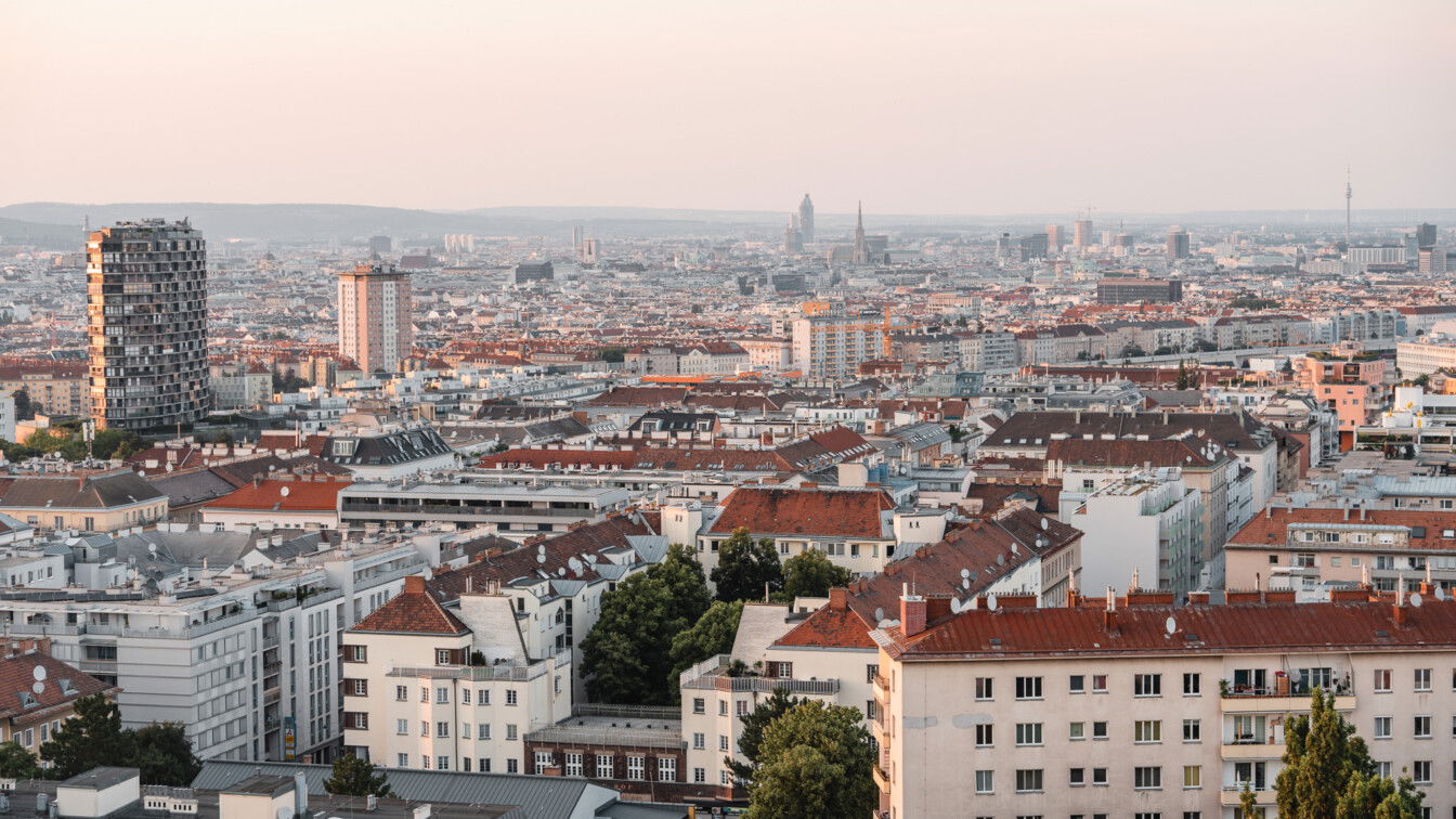 Blick über Wien bei Sonnenuntergang