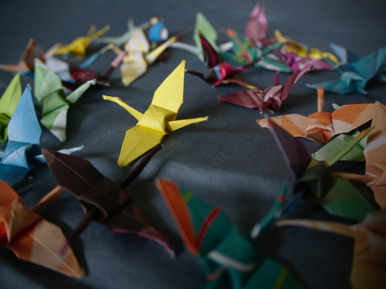 Origami Vögel aus buntem Papier