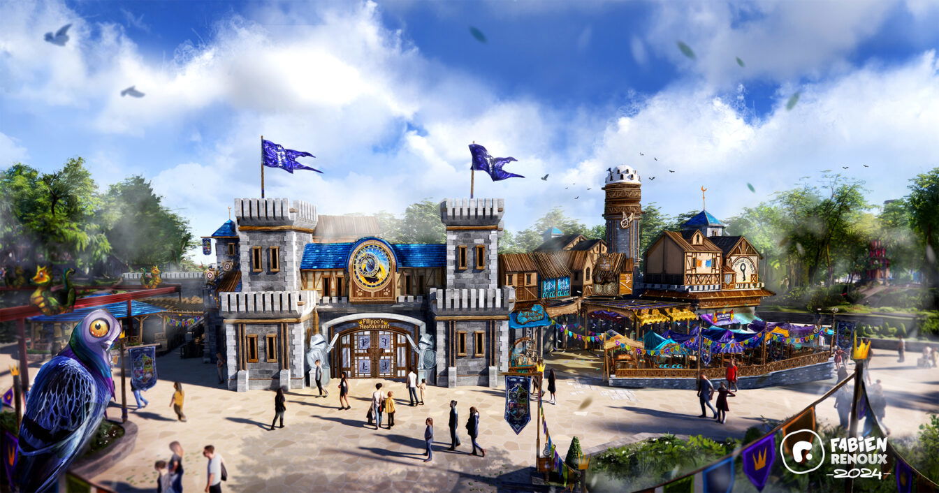 Rendering des Filippo's Restaurant im Familypark Außenansicht Richtung Haupteingang