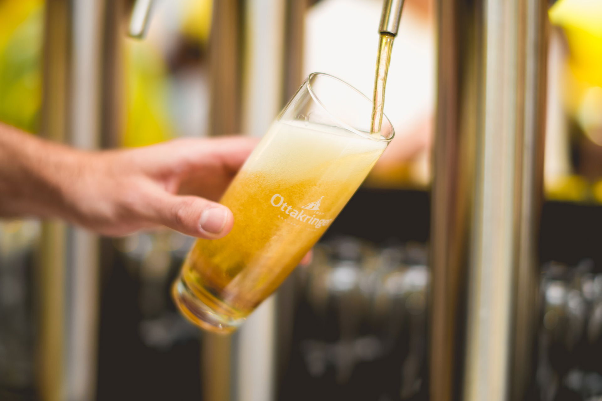 Glas Bier, das gerade frisch gezapt wird