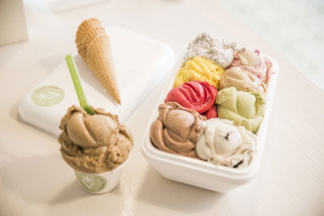 In den Veganista Filialen gibt es bis zu 24 verschiedene Sorten. Alles vegan!