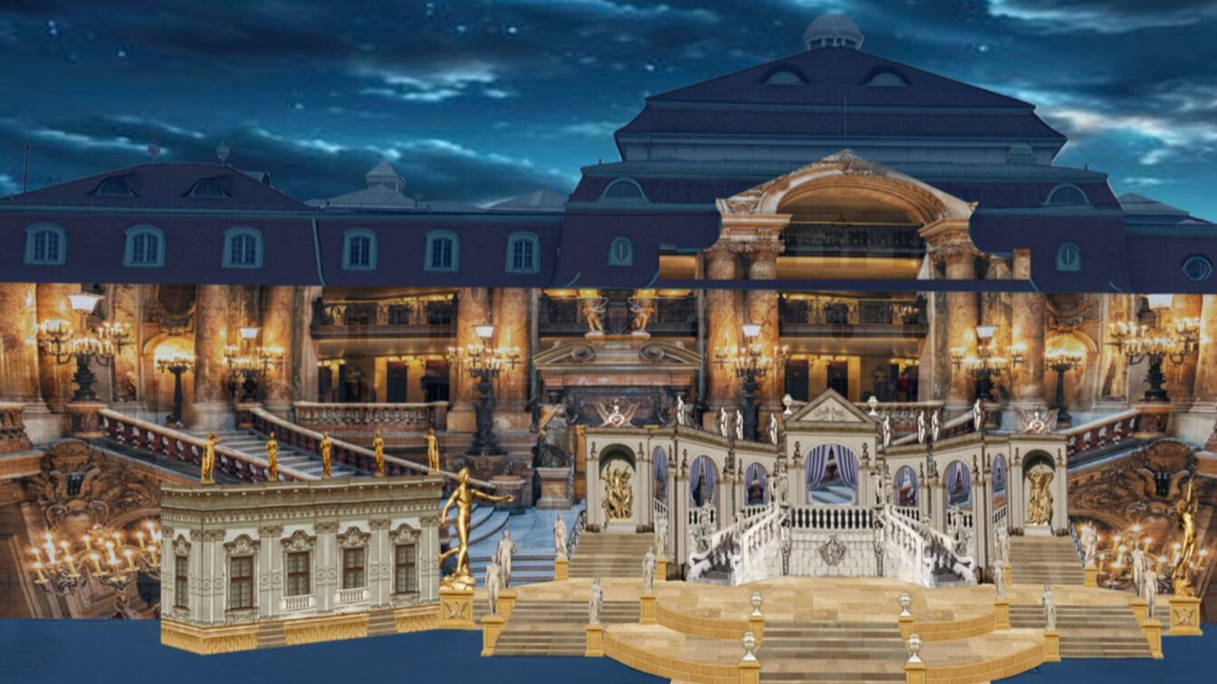 (c) Wiener Opernsommer Der Wiener Eislaufverein in einem Rendering mit Bühne des Wiener Opernsommers dargestellt