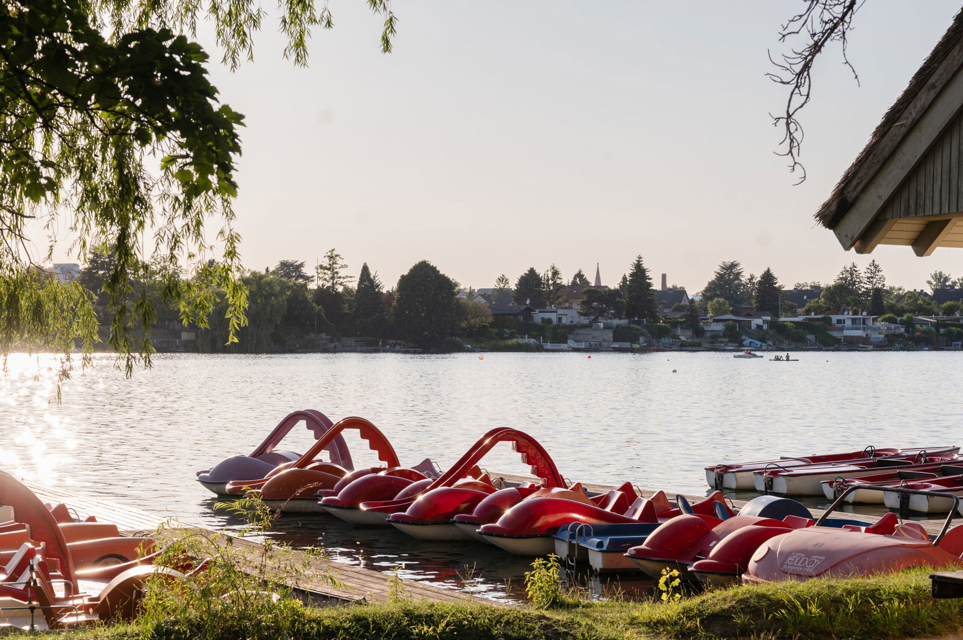 Tretboote auf dem Neufelder See