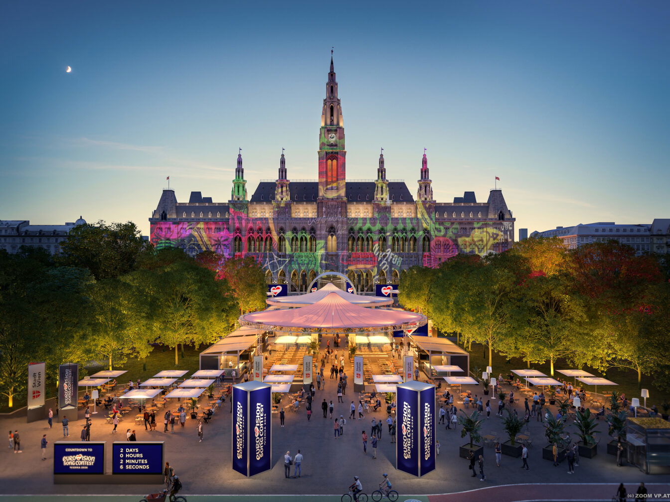 ESC Public Viewing in Vienna – Rendering: This is what the “Eurovision Village” at Rathausplatz will look like