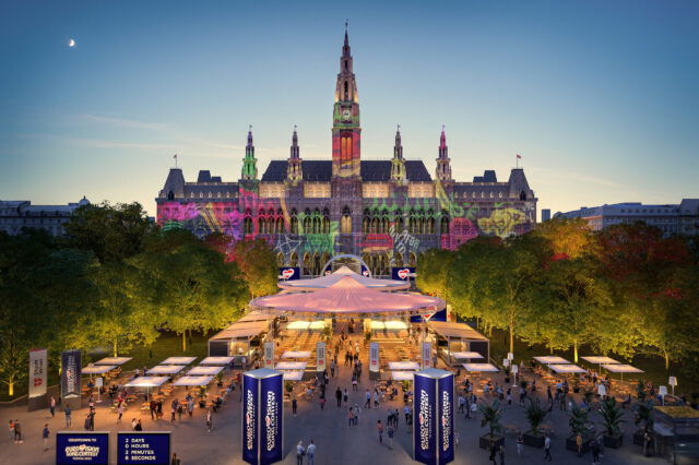 Rendering: So wird das "Eurovision Village" am Rathausplatz aussehen.