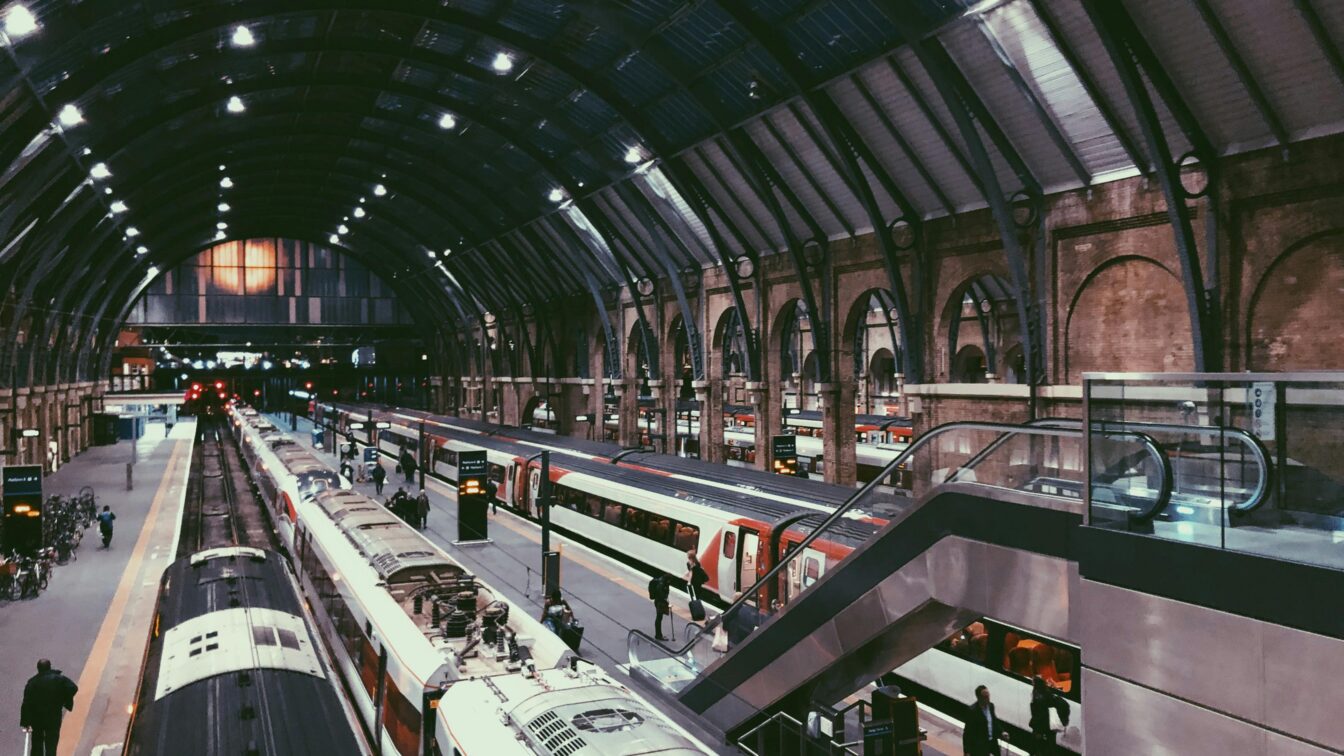 (c) Ash Amplifies | Pexels Menschen, die in einem Bahnhof gehen und stehende Züge