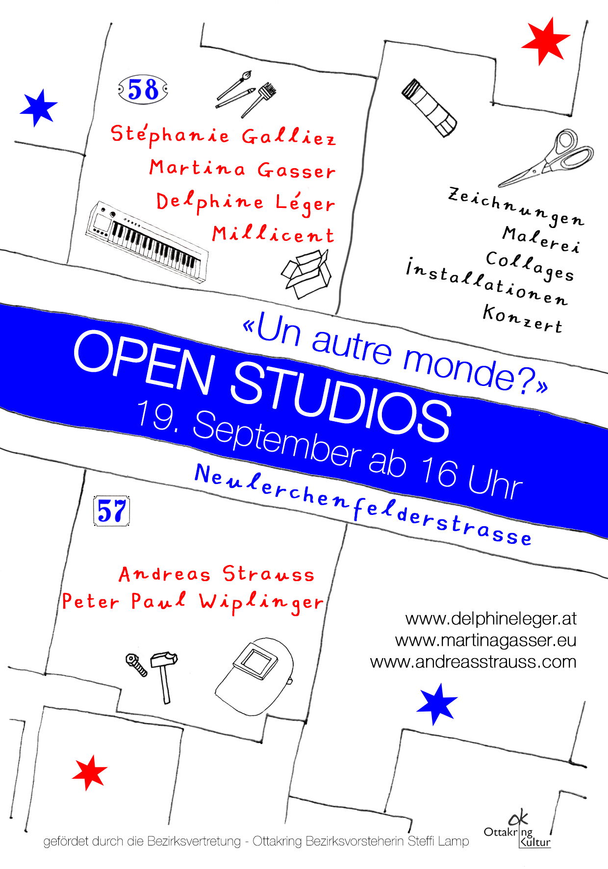 Flyer von open studio am 19. September