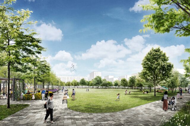 (c) Carla Lo | Landschaftsarchitektur Rendering des neuen Albert-Schultz-Parks Wien-Donaustadt