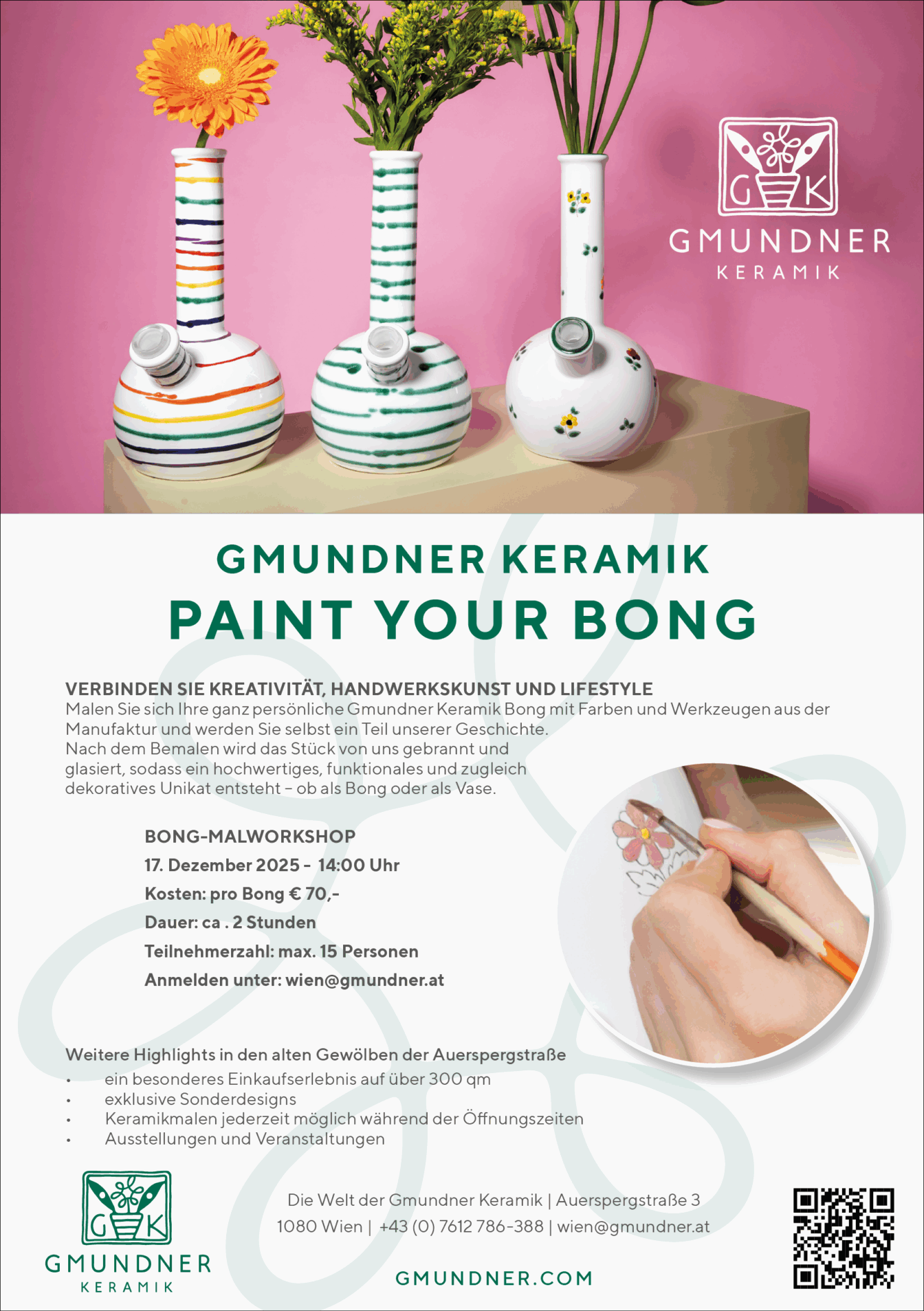 Flyer zum Gmundner Keramik Bong Workshop in Wien