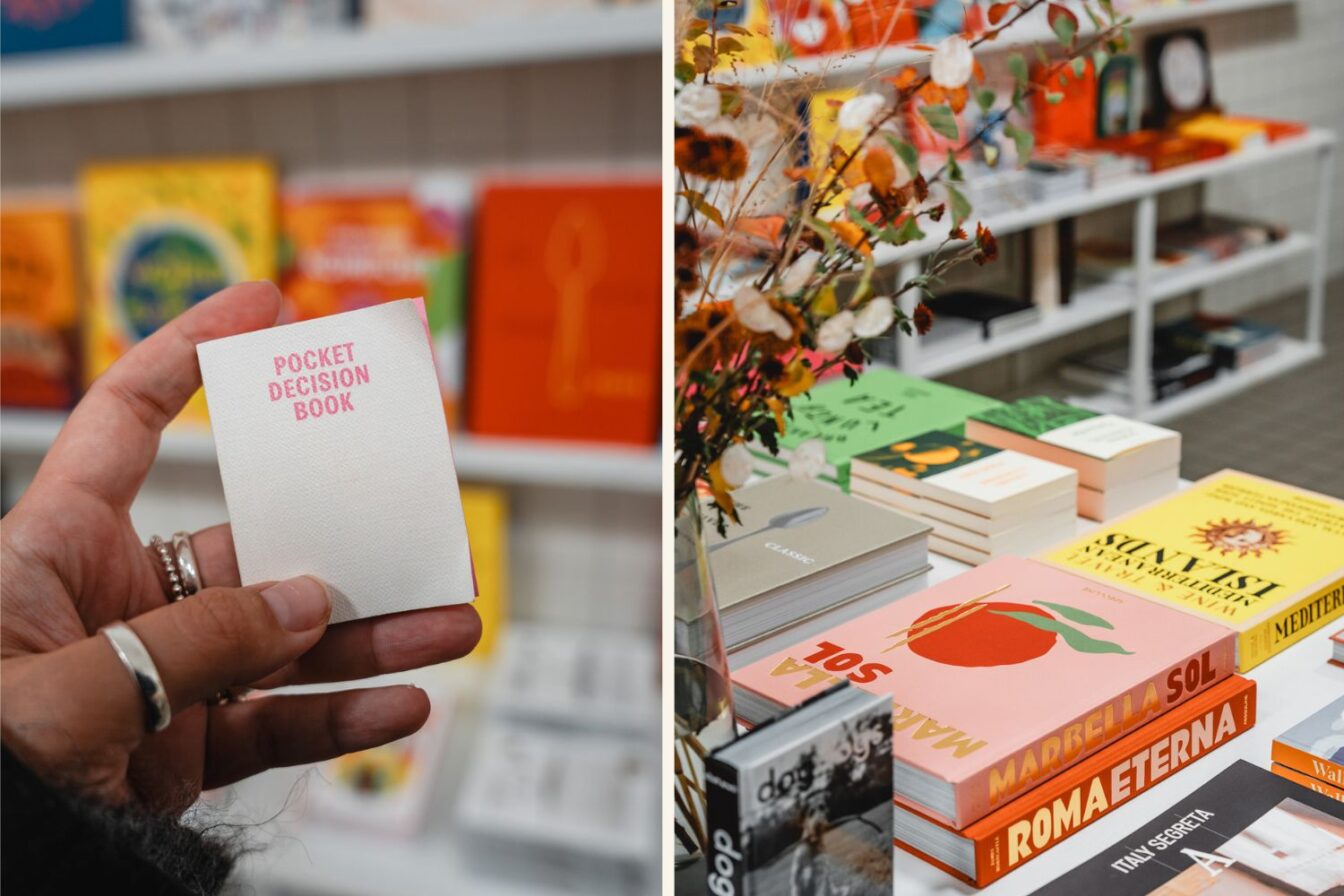 Eine bunte Buchhandlung in Brno.