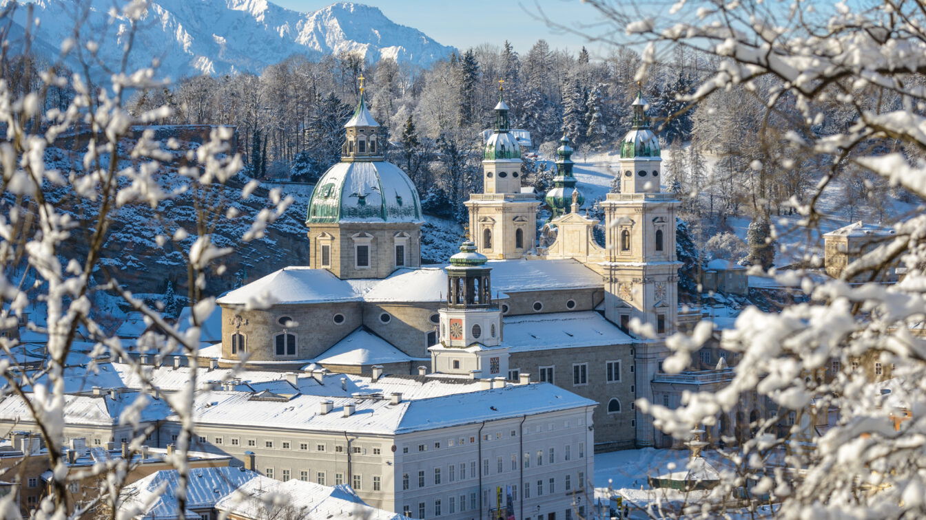 Blick vom Kapuzinerberg Salzburg im WInter