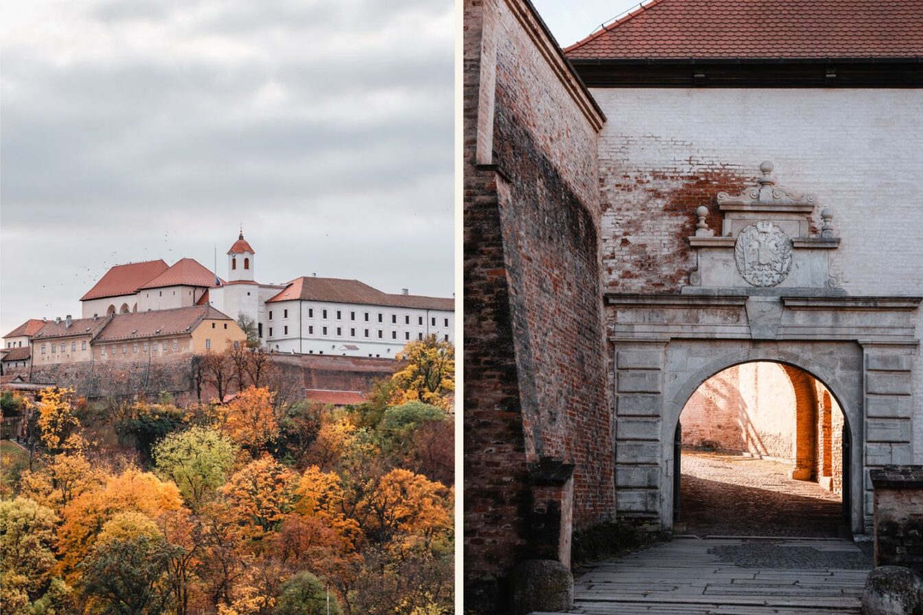Die Festung Spielberg in Brno bei Herbst.