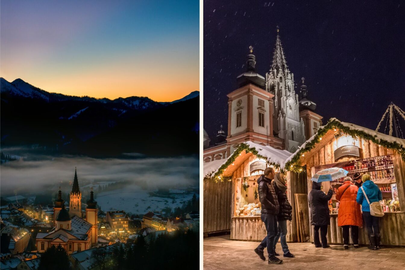 Der Mariazeller Advent in winterlicher Stimmung bei Nacht