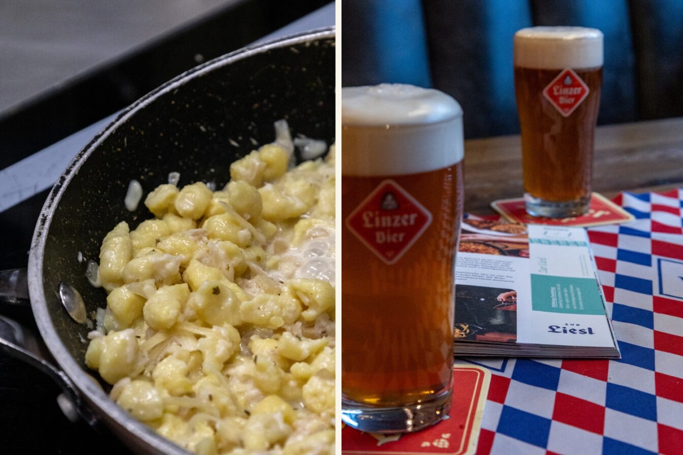 Käsespätzle oder Backhendl und 1+1 Linzer Bier gibts mit unserem 1000things Kulinarikbuch im "Zur Liesl" in der Tabakfabrik