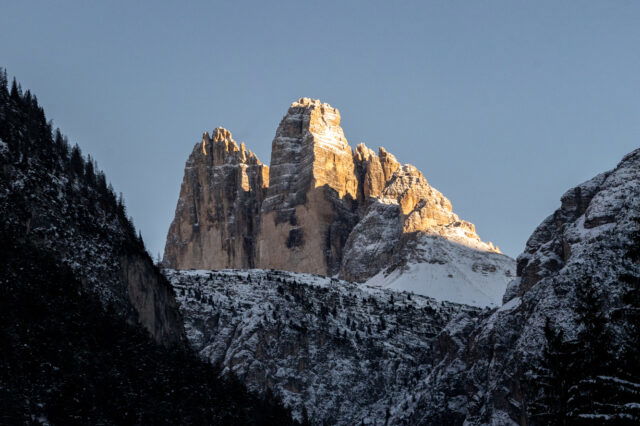Die Drei Zinnen, die Felsformation, die das Pustertal in Südtirol ausmacht