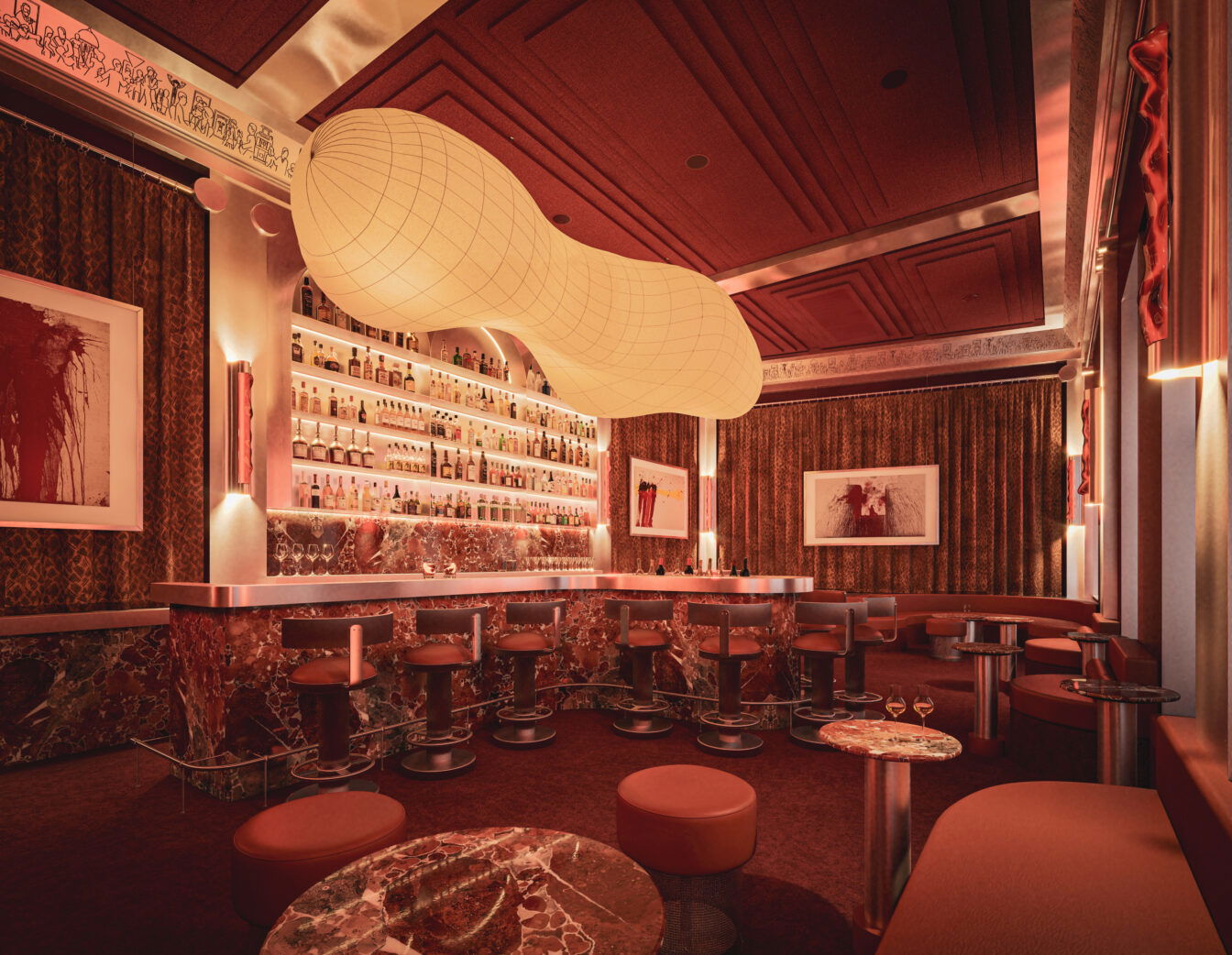 Rendering der Bar Calypso im Hotel The Companion Vienna