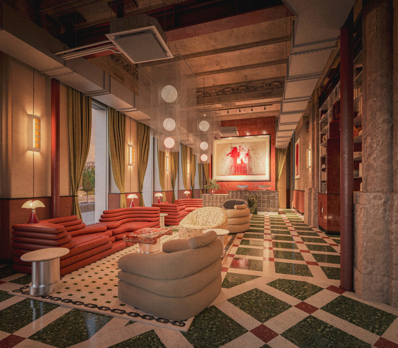 Rendering der Lobby im Hotel The Companion Vienna