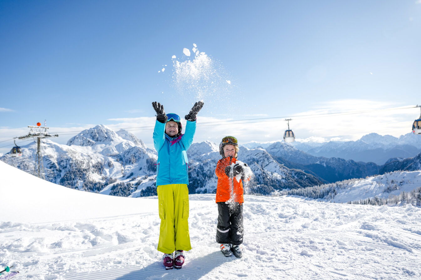 Skifahren am Nassfeld, Kärnten, Österreich