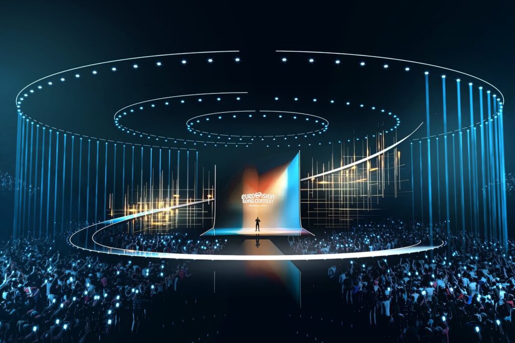Stage Design, Vision, Musik und Regie: ORF liefert spannende Updates zum 70. Eurovision Song Contest - Der ORF präsentierte bei einem umfassenden Medienupdate am 16. Dezember in der Wiener Stadthalle die neuesten Entwicklungen zum 70. Eurovision Song Contest in Wien. Höhepunkt der Medienveranstaltung war die Präsentation des Stage Designs der großen ESC-Bühne für die Shows im Mai. Darüber hinaus informierten ORF-Generaldirektor Roland Weißmann, ORF-Programmdirektorin Stefanie Groiss-Horowitz und ESC-Executive-Producer Michael Krön u. a. über die Vision des ORF zum Song Contest, Show-Elemente wie Regie, Musik und Licht sowie über den aktuellen Stand zum Ticketing. Das Medienupdate wurde von Alexandra Maritza Wachter moderiert und auf ORF ON live gestreamt. Dort ist die Sendung on demand abrufbar. - Im Bild: Visualisierung des Bühnendesigns. Foto: ORF/Wieder Design Studios. Veröffentlichung honorarfrei nur für redaktionelle Berichterstattung in Sendungszusammenhang und mit Copyrightangabe. Kontakt: foto@orf.at