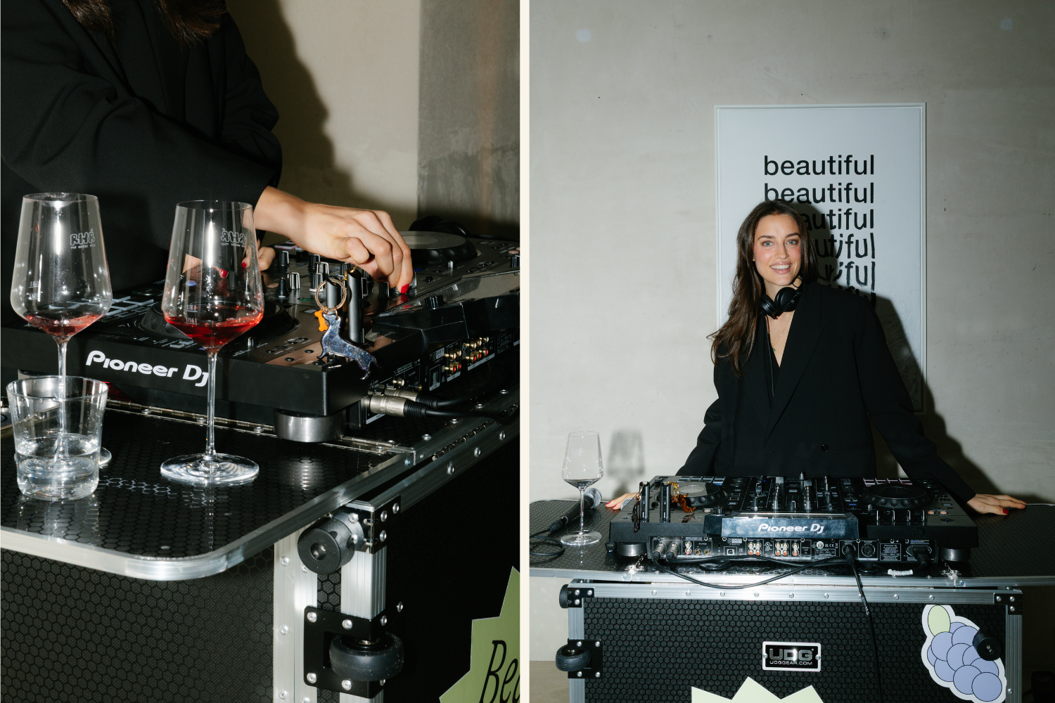 Collage mit DJ und Wein