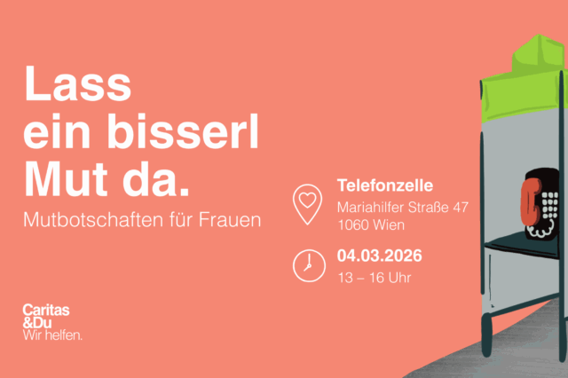 Flyer zur Aktion "Mutbotschaften" der Caritas Wien