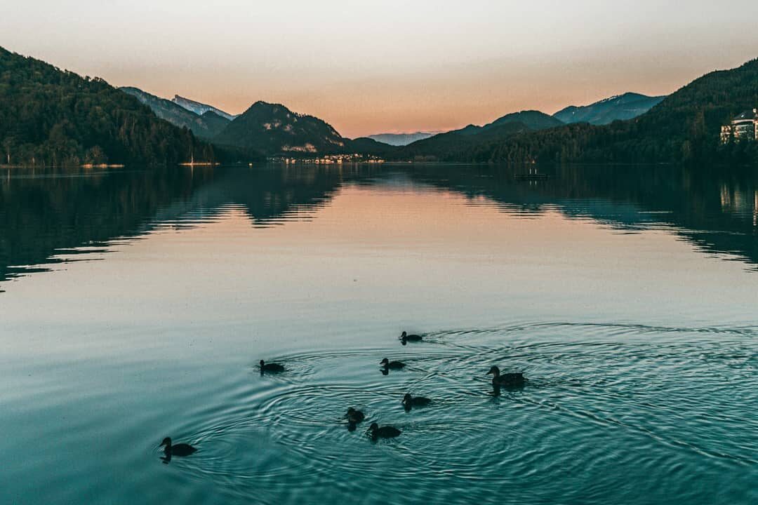 Fuschlsee in Salzburg mit Sonnenuntergang