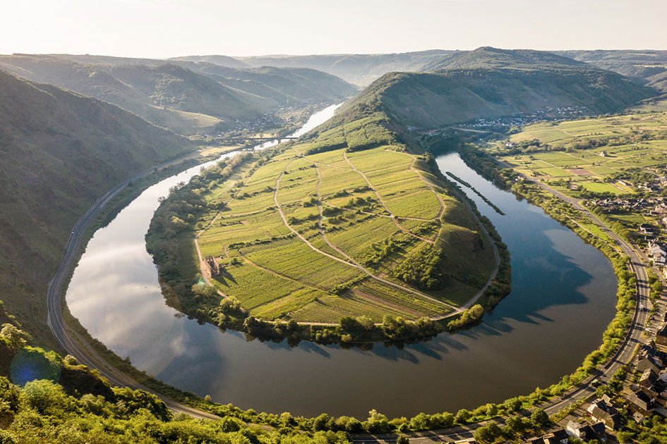 Blick auf die Moselschleife bei Bremm in Rheinland-Pfalz