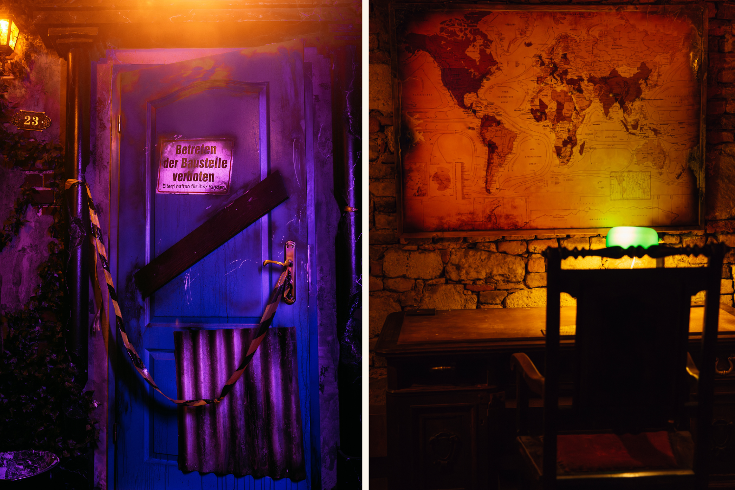 Collage mit Fotos vom Escape-Room in Wien