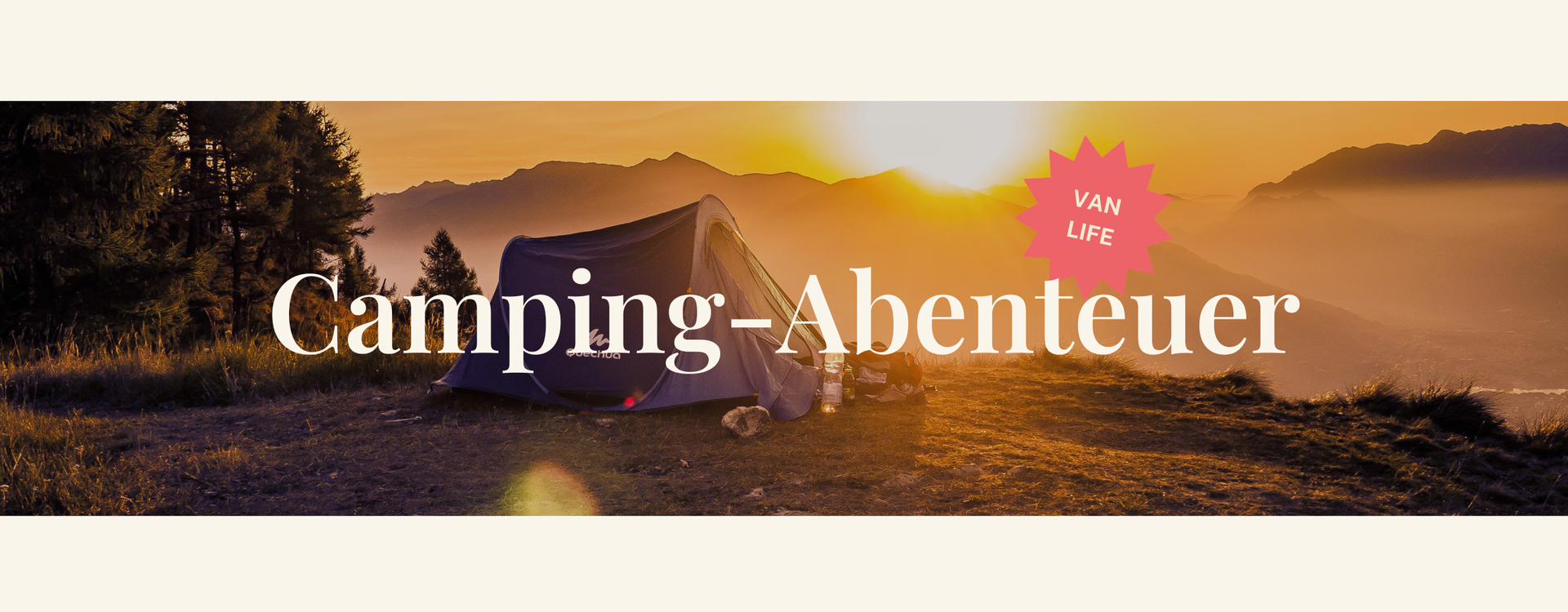 Campingzelt mit Sonnenuntergang