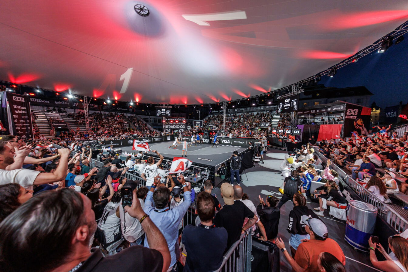 3x3 Vienna Basketball Stadion bei Nacht