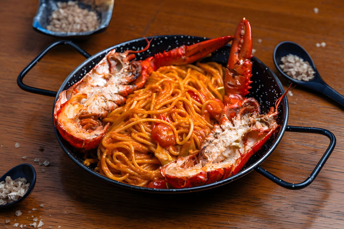 Hummer im Spaghettibett in der Pescobar in Wien Favoriten.
