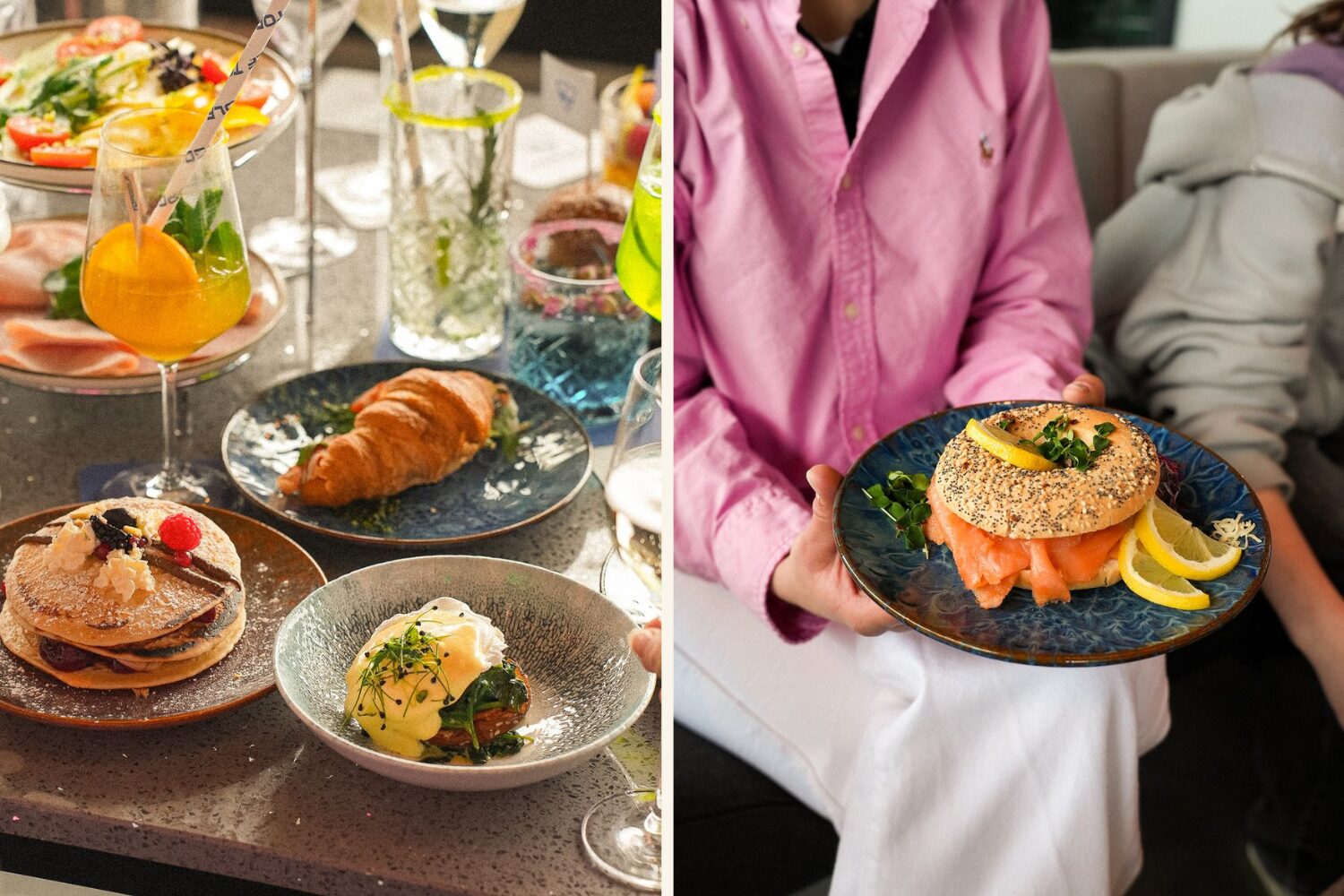 Collage mit Brunch bei Topgolf