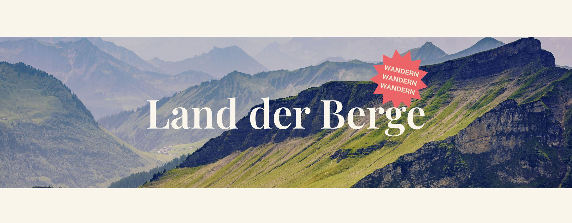 Land der Berge Schrift auf Berge-Bild