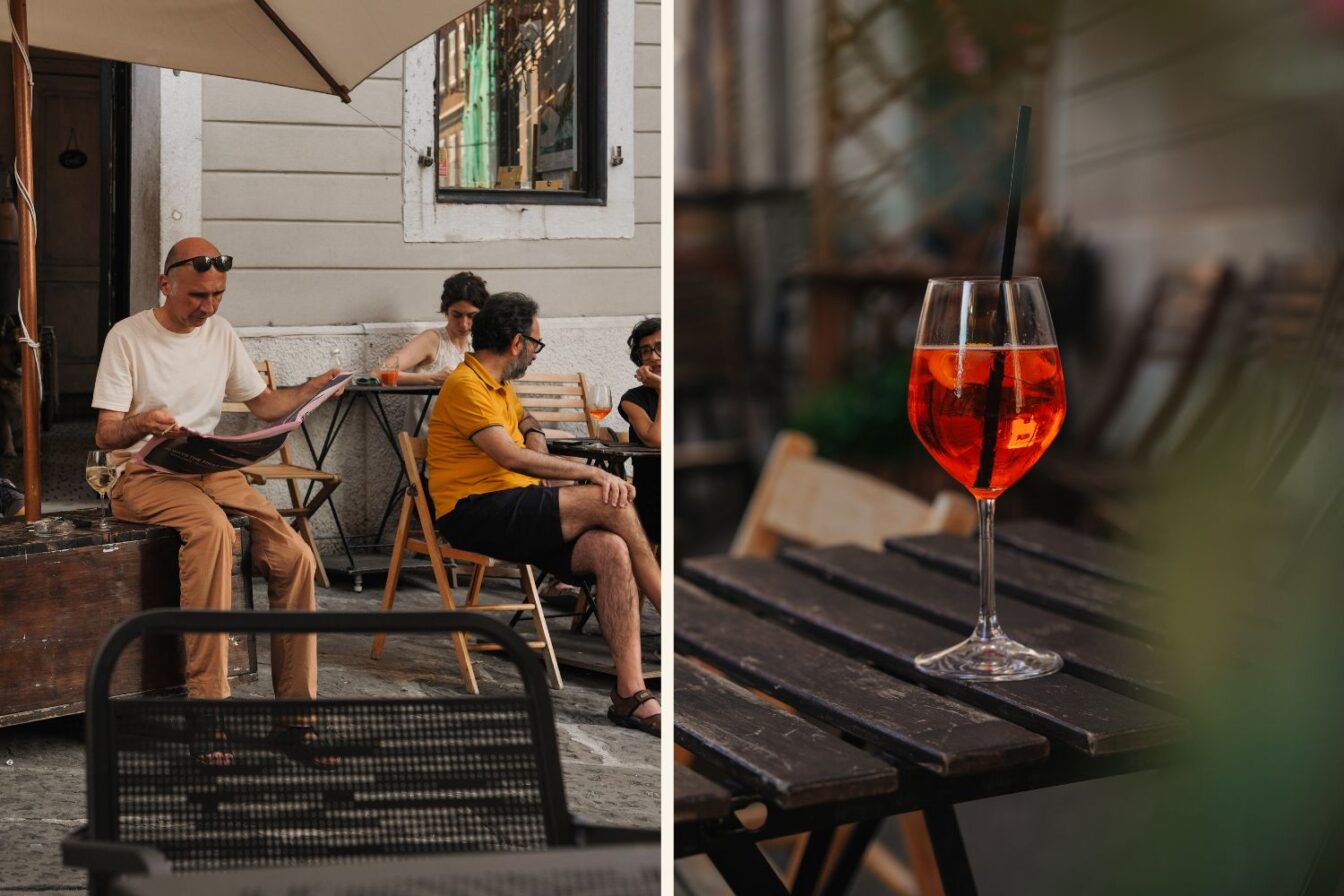 In der Bar Barbacan in Triest kann man richtig guten Aperol Spritz oder Kaffee trinken.