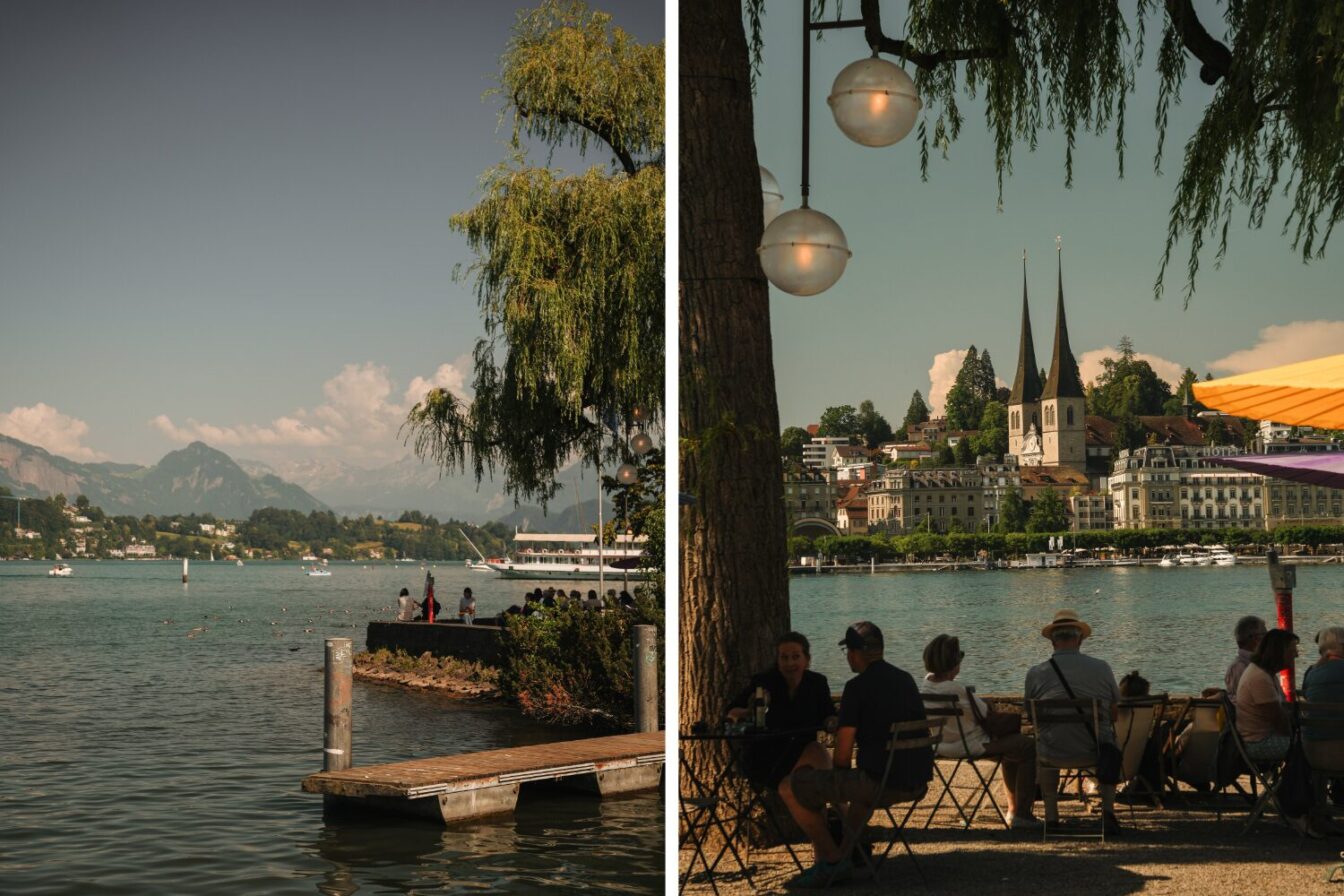 Das Inseli in Luzern hinter dem KKL und dem Bahnhof.