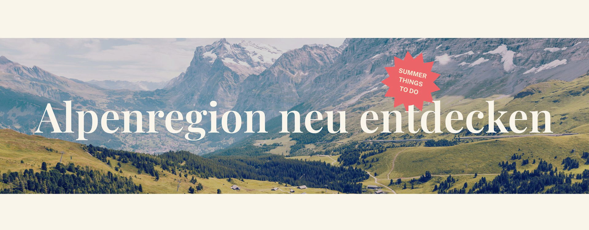 Bild von den Alpen mit Schriftzug "Alpenraum neu entdecken"
