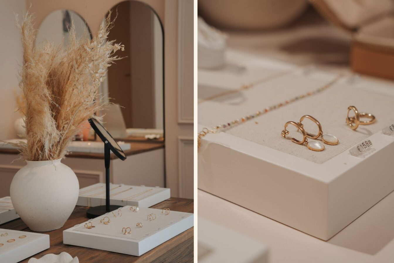 Bei Makaro Jewellery in München im Stadtteil Schwabing gibt es zarten Goldschmuck, Ketten, Ringe und Armbänder.