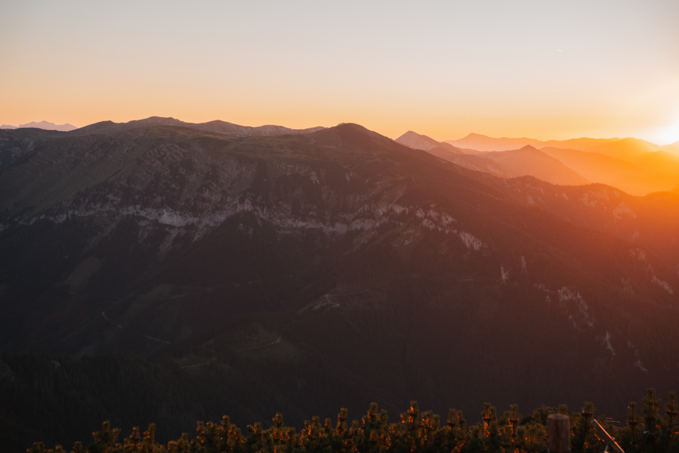 Der Sonnenuntergang auf der Rax