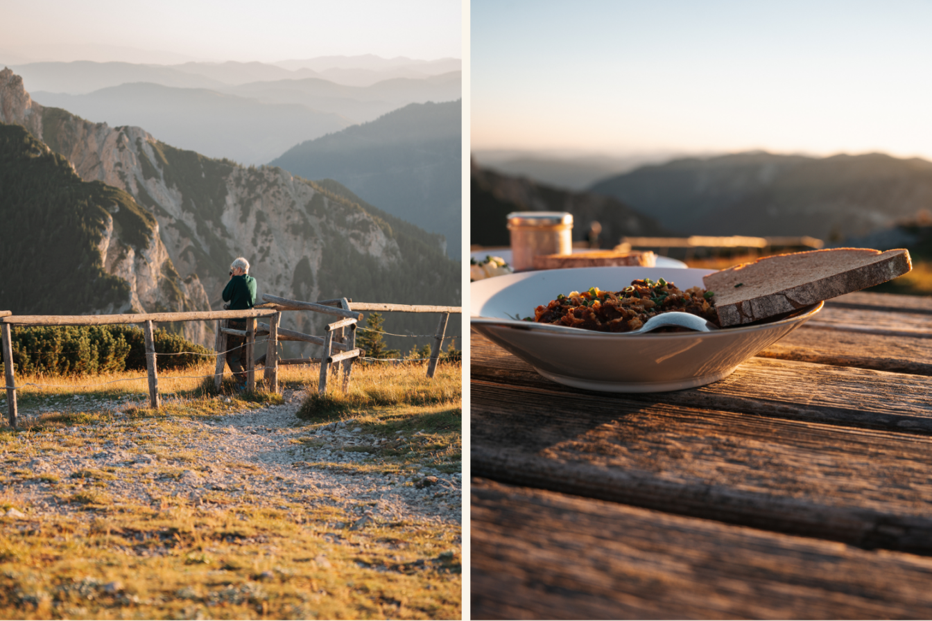 Der Ausblick und das vegane Chili im Habsburghaus auf der Rax