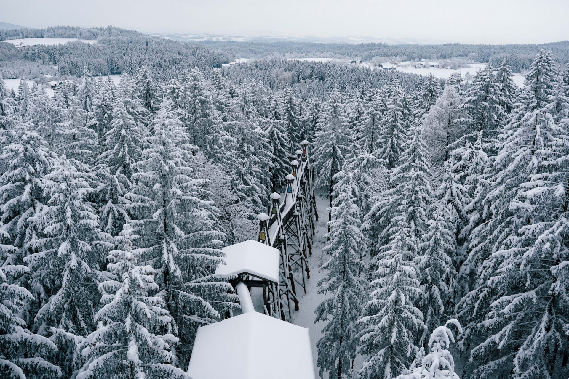 Baumkronenweg in Kopfing im Winter