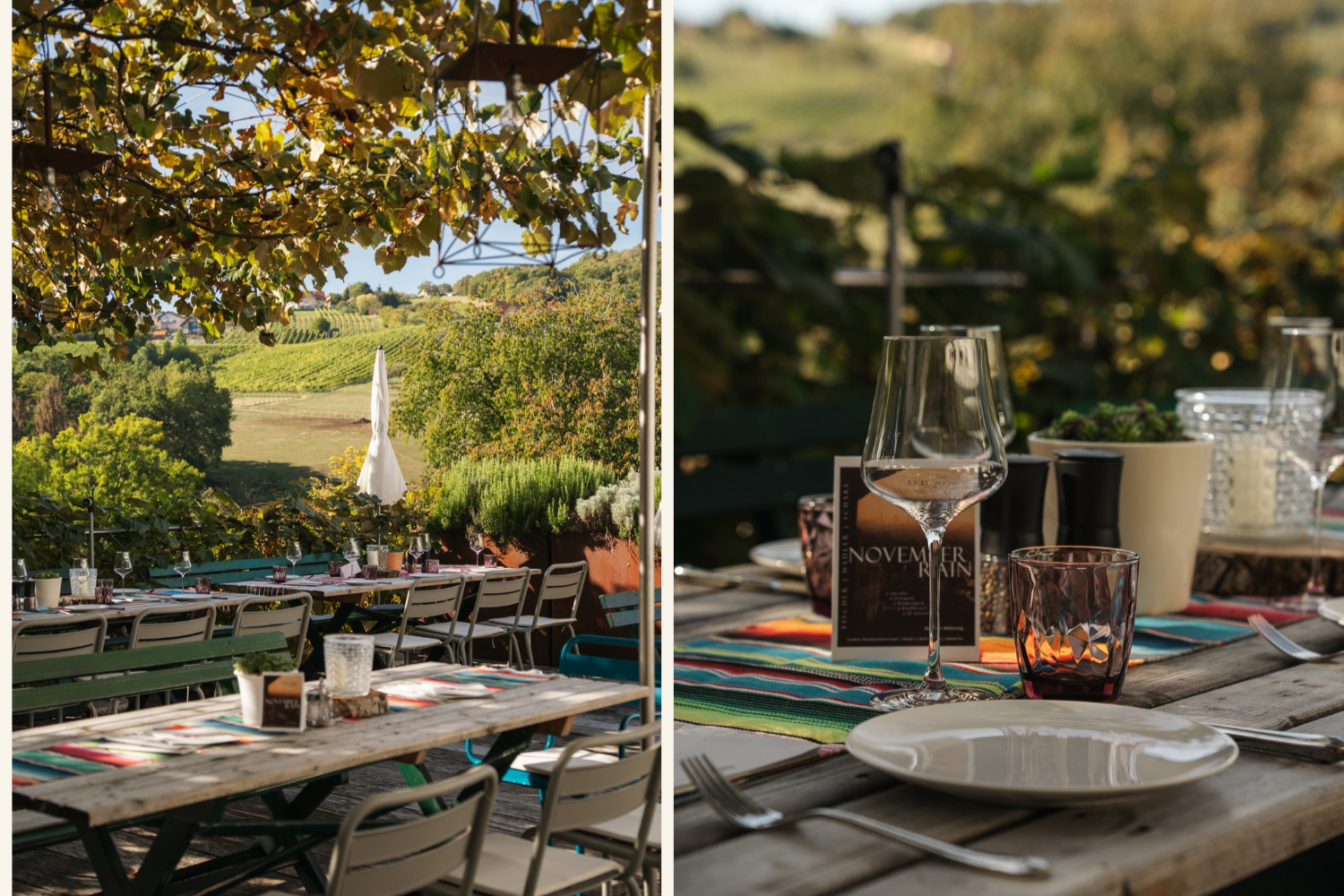 Im Weinhof Scharl in St. Anna am Aigen Steiermark werden feine Charakterweine ausgeschenkt sowie alkoholfreie Aperitivo.