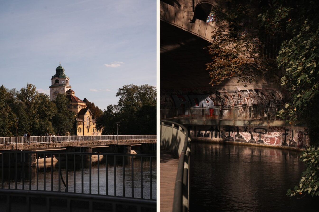 Direkt im Lehel in München ist man nah am grünen mit Stegen am Fluss, Maximiliansanlagen und Praterinsel.