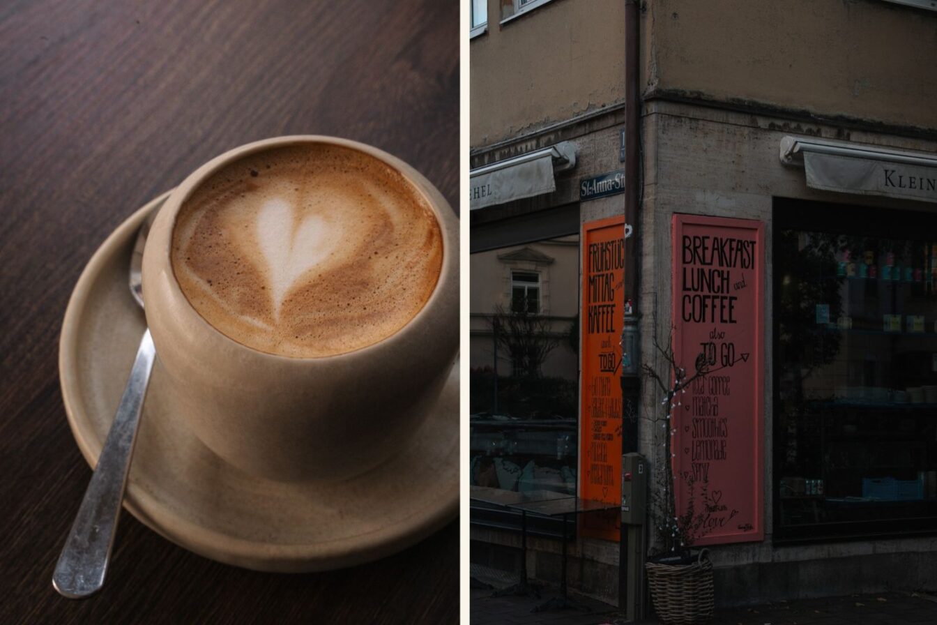 Im Cafe Kleine Markthalle im Lehel gibt es Kaffee, Mittagessen, Feinkost und schöne Geschenke.