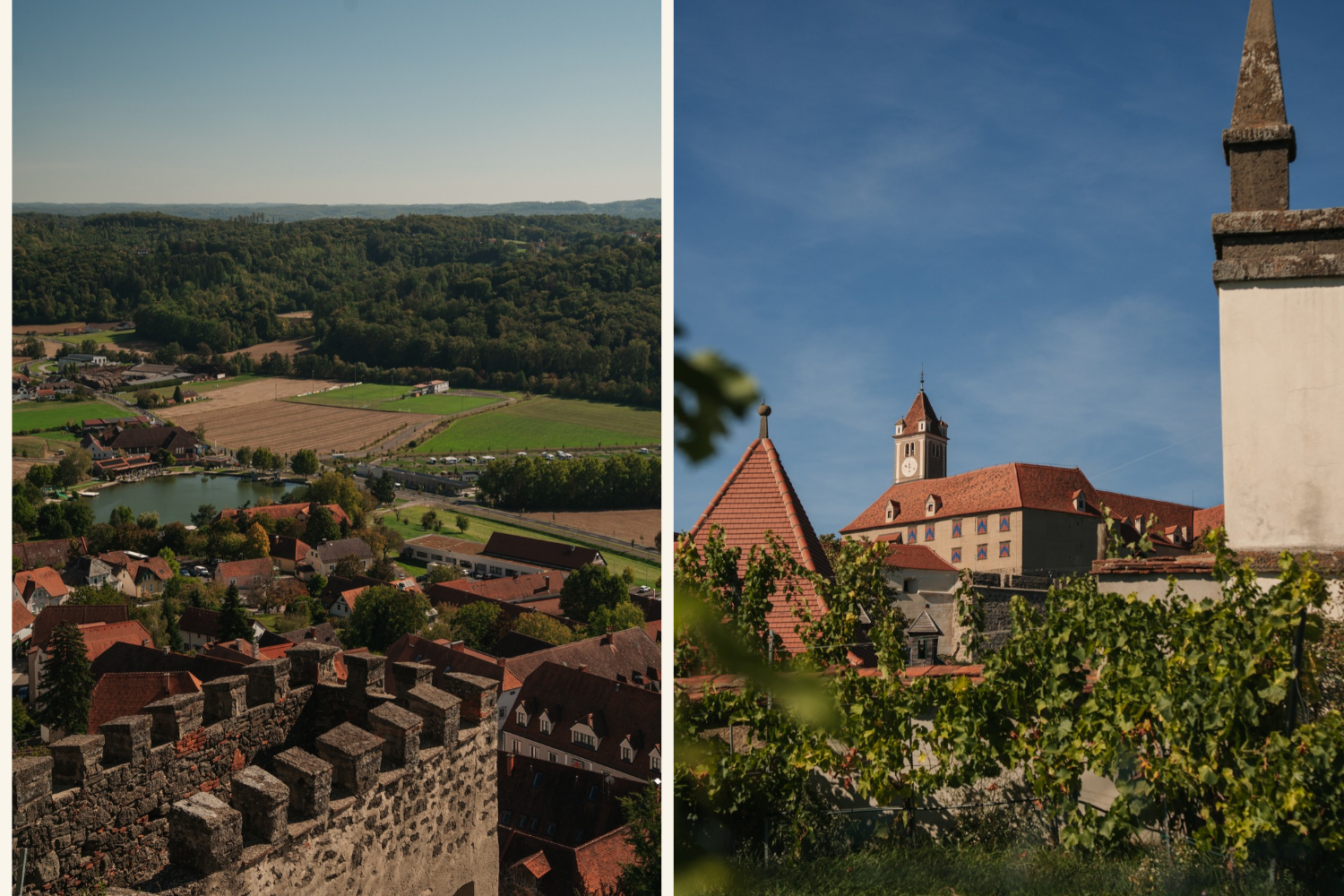 Auf der Riegersburg in der Steiermark hat man einen schönen Ausblick über das Thermen- und Vulkanland.