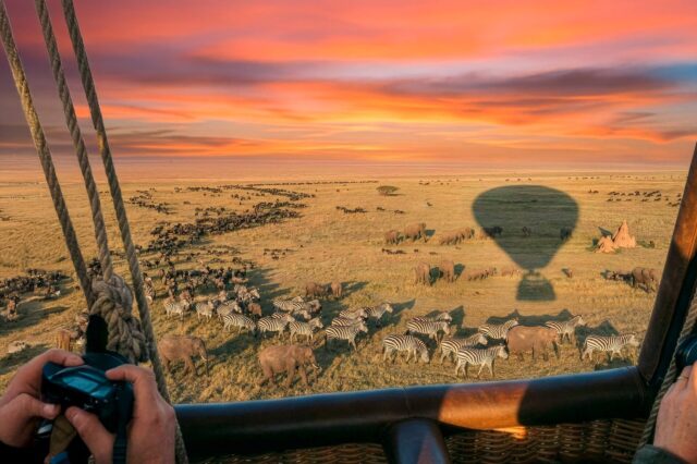 Zu gewinnen: besondere Erlebnisse wie eine Heißluftballon-Safari in Tansania (c) Lidl, KI generiert