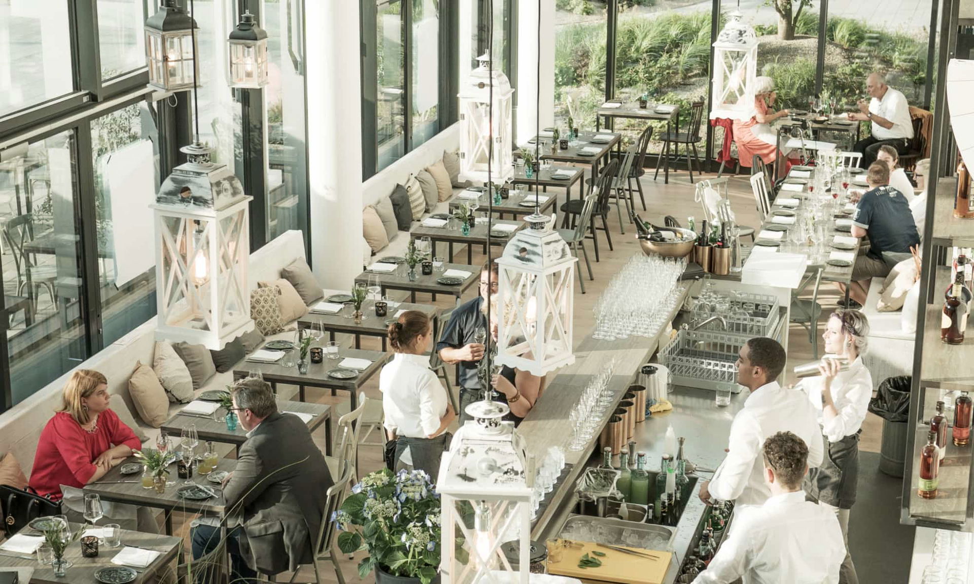 Innenbereich des Restaurants Das Glashaus in Wien