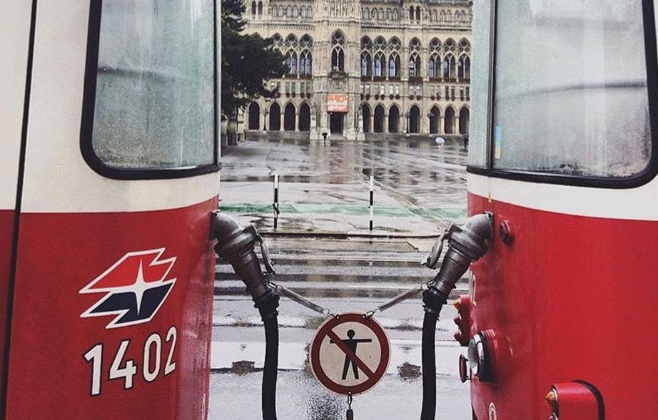 Ein Bild einer Straßenbahn in Wien, die dafür steht, dass man im Wiener Dialekt "bim" Sagt