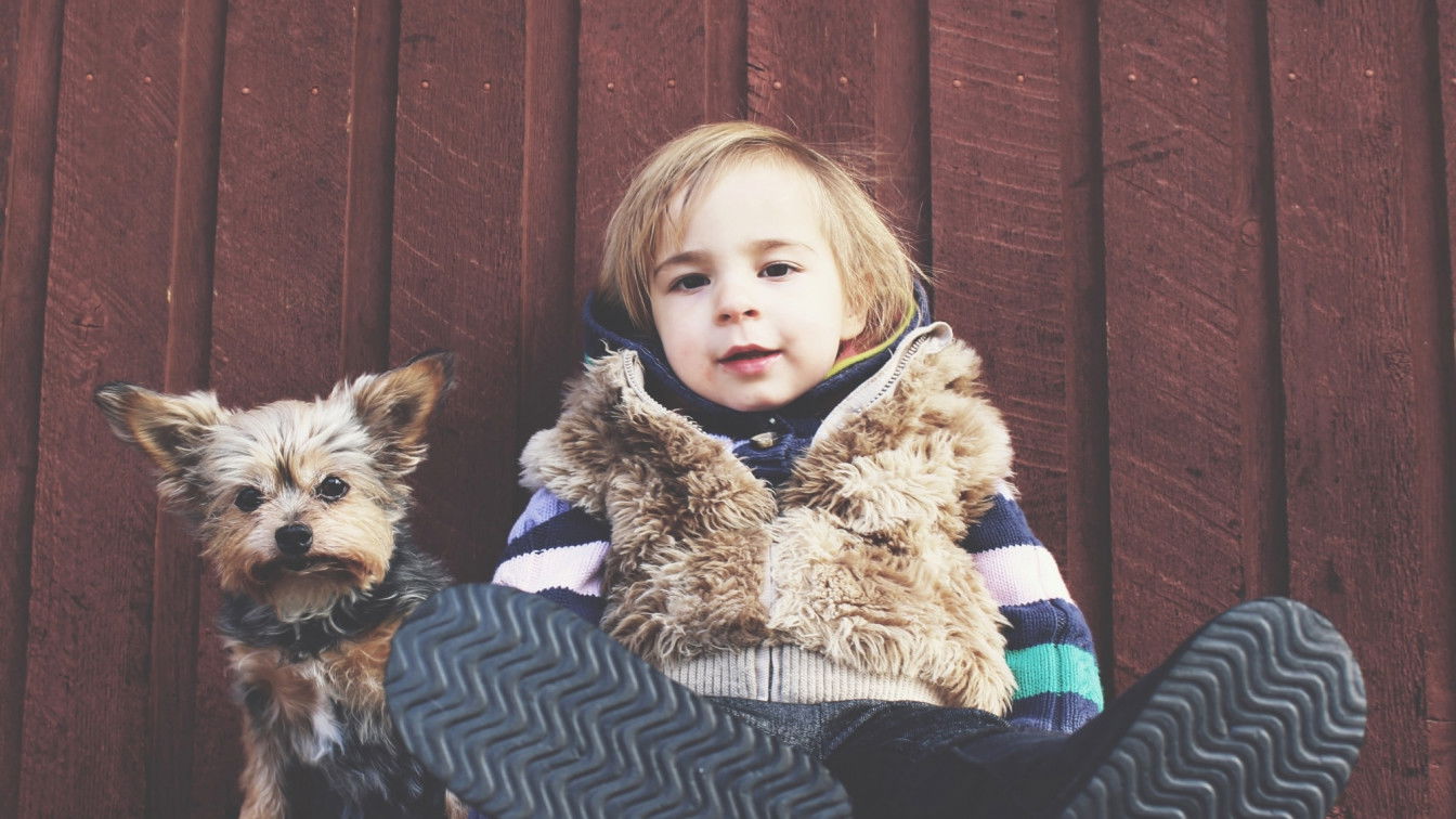 (c) Levi Saunders | Unsplash Hund und Kind im Partnerlook